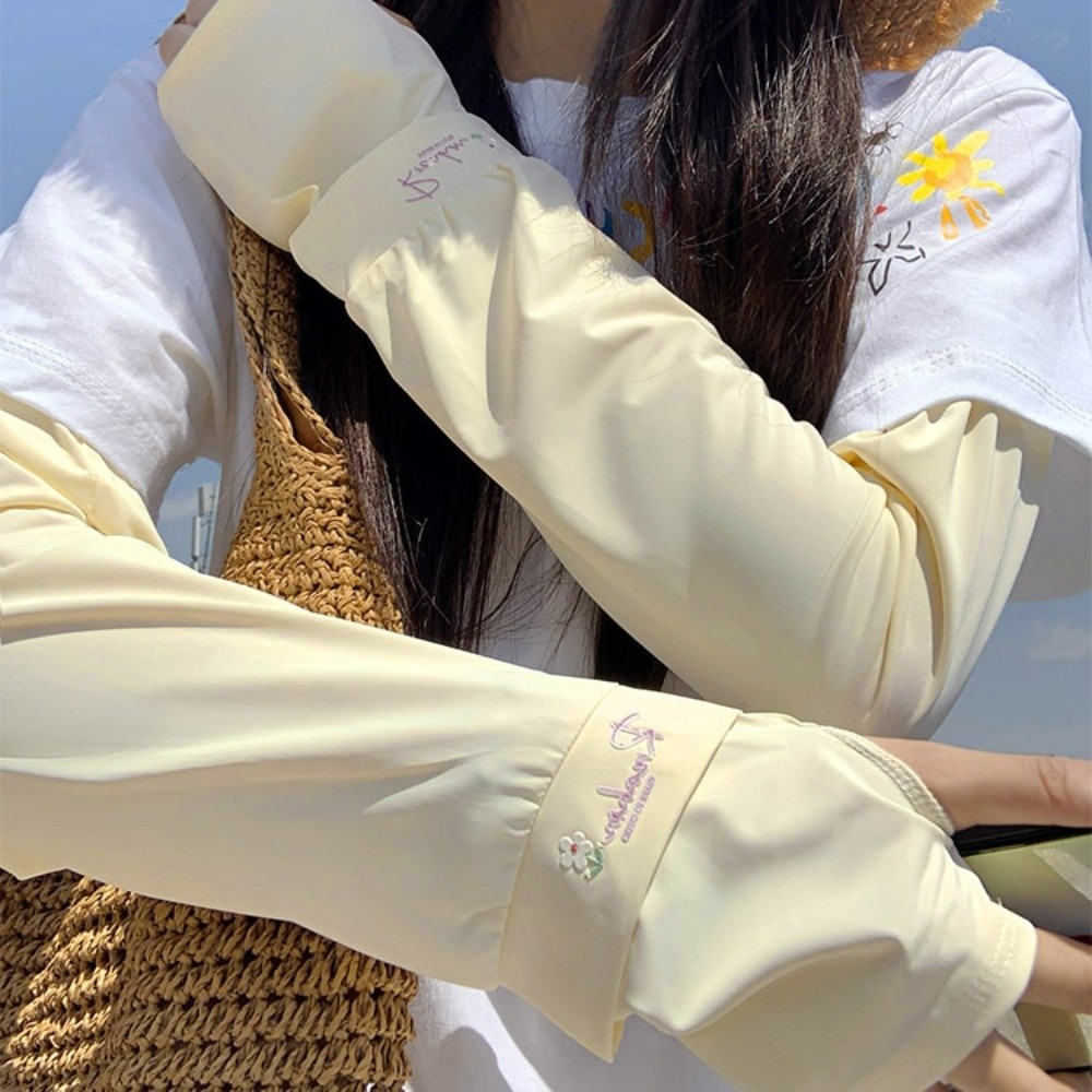 Flower Embroidered Long Ice Si - Cycling Glove ulasan dan harga